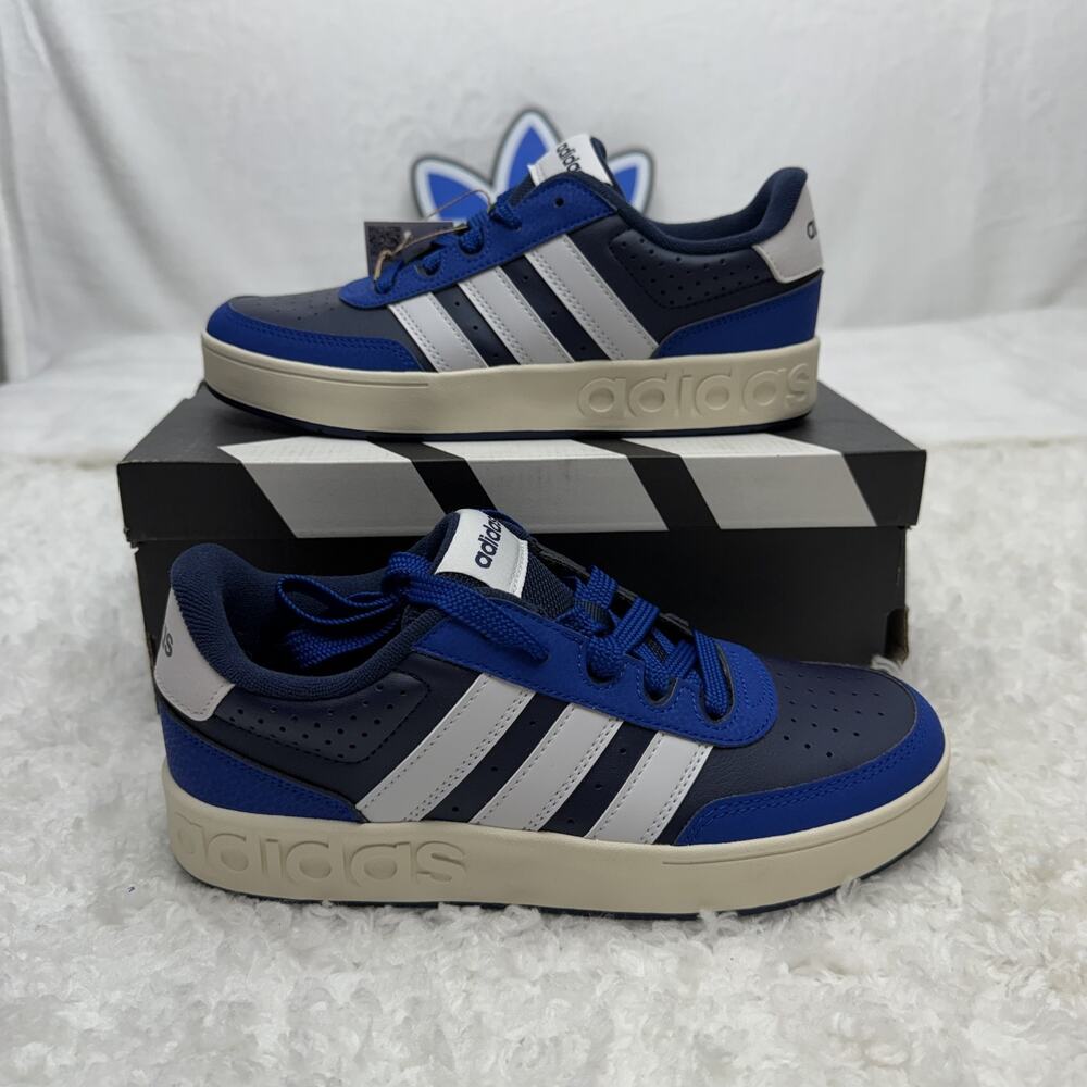 Adidas Breakbase J Kids Size 5 Blue/White New With Box